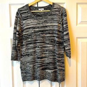 Black and Grey, asymmetrical bottom sweater by Croft&Barrow